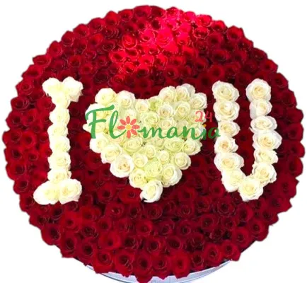 Огромный букет из 301 розы с надписью «I love you»